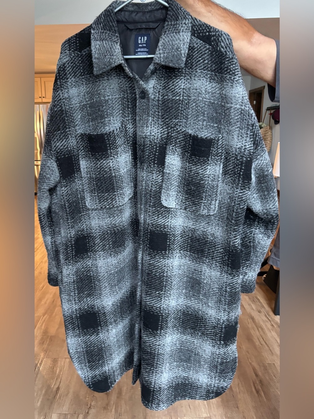 GAP Oversized Womens Gray and Black Shacket SZ XXL